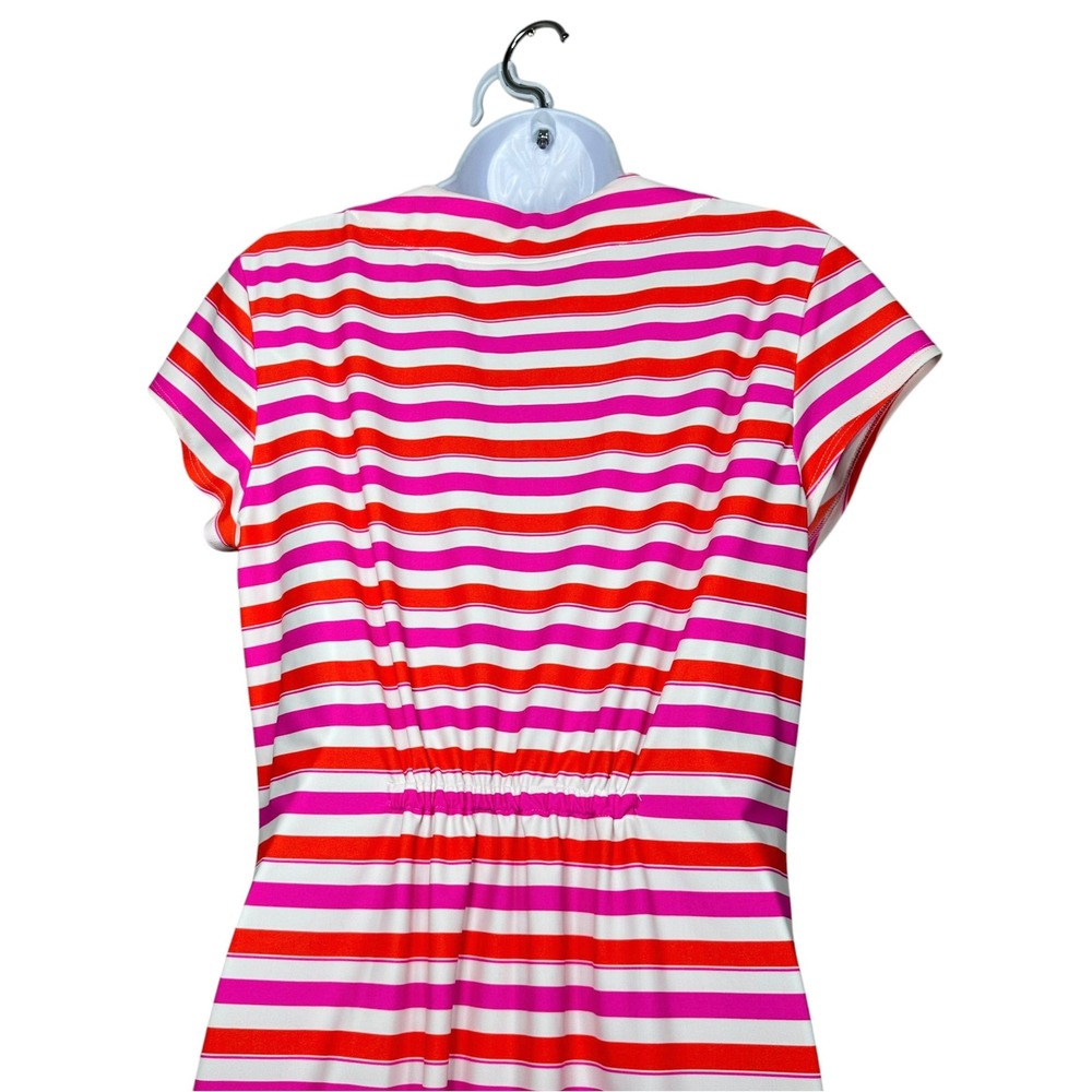 Jude Connally Laney Tunic Dress Pink Orange Stripe Resort Preppy Size L USA Made - Picture 9 of 13
